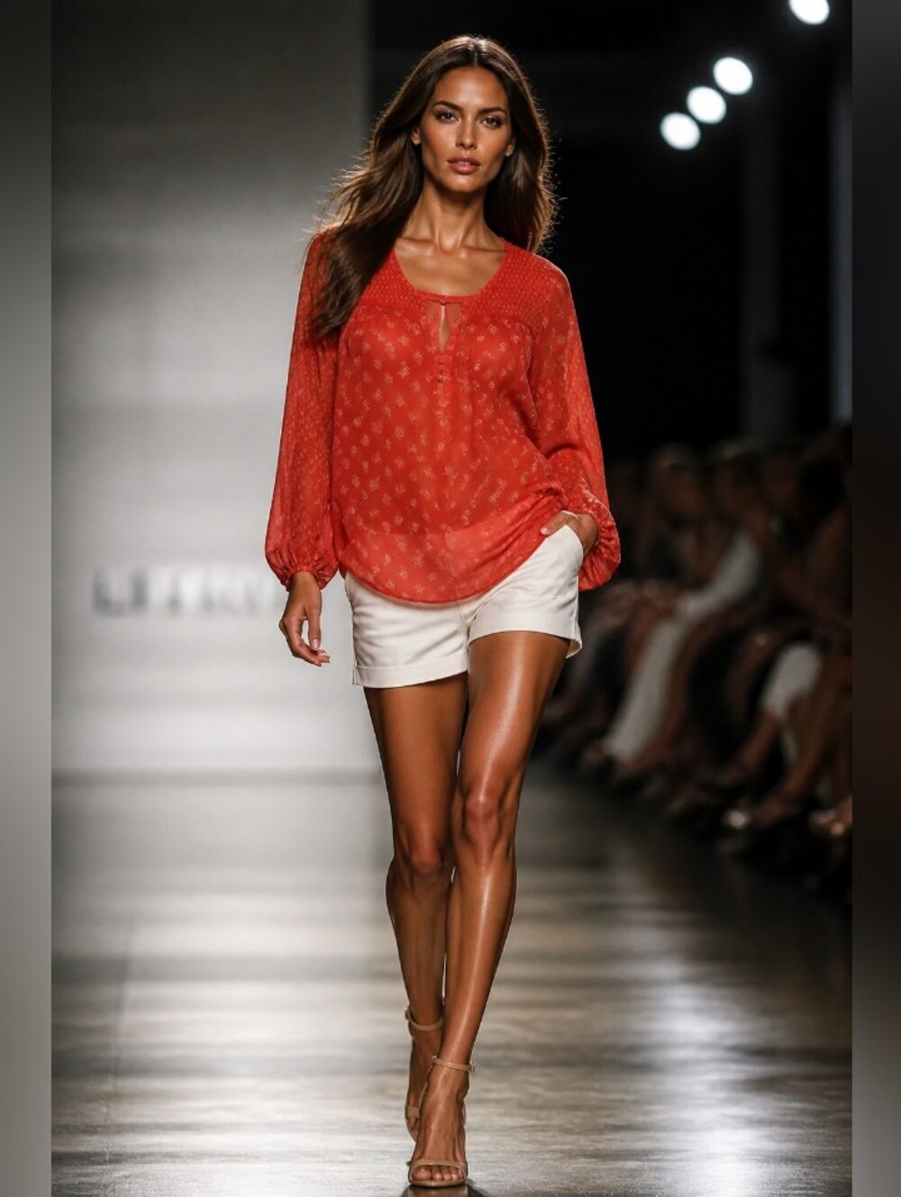 Olive And Oak Red Floral Split-Neck Peasant Top